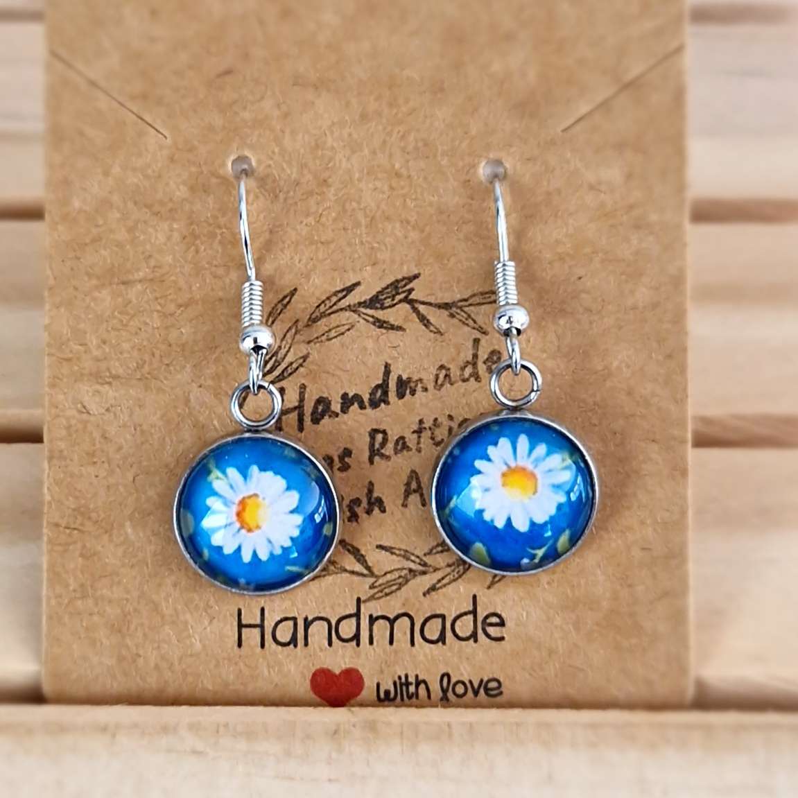 Irish daisy fine art jewellery. glass pendant and earrings