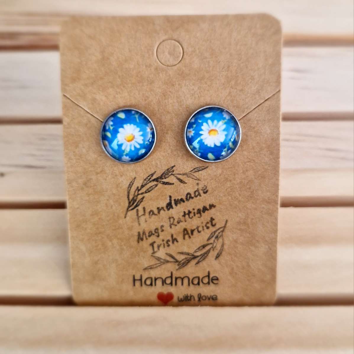 Irish daisy fine art jewellery. glass pendant and earrings