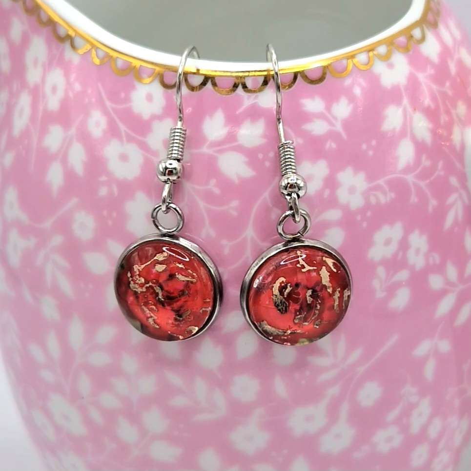 Fine art Red Rose drop Earrings