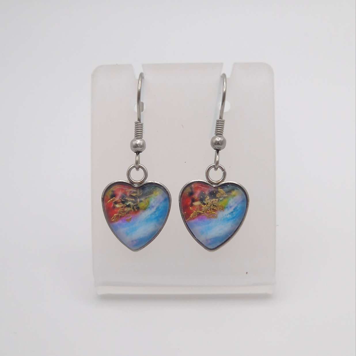 Heart shaped glass Art Earrings.