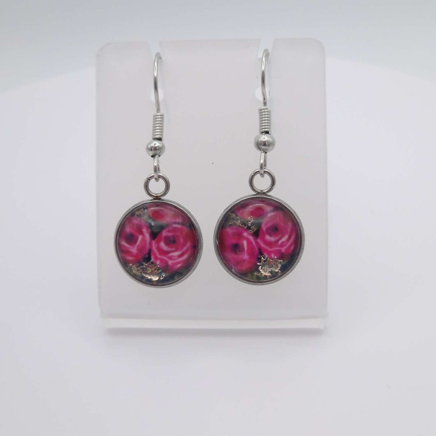 heart of rose dangle earrings