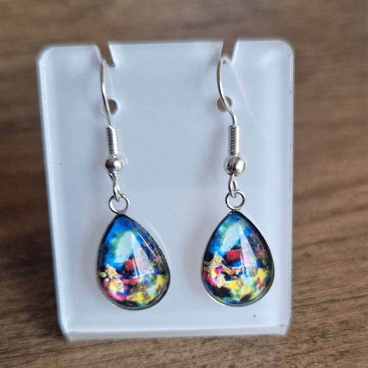Midnight garden teardrop, glass  Art Drop Earrings