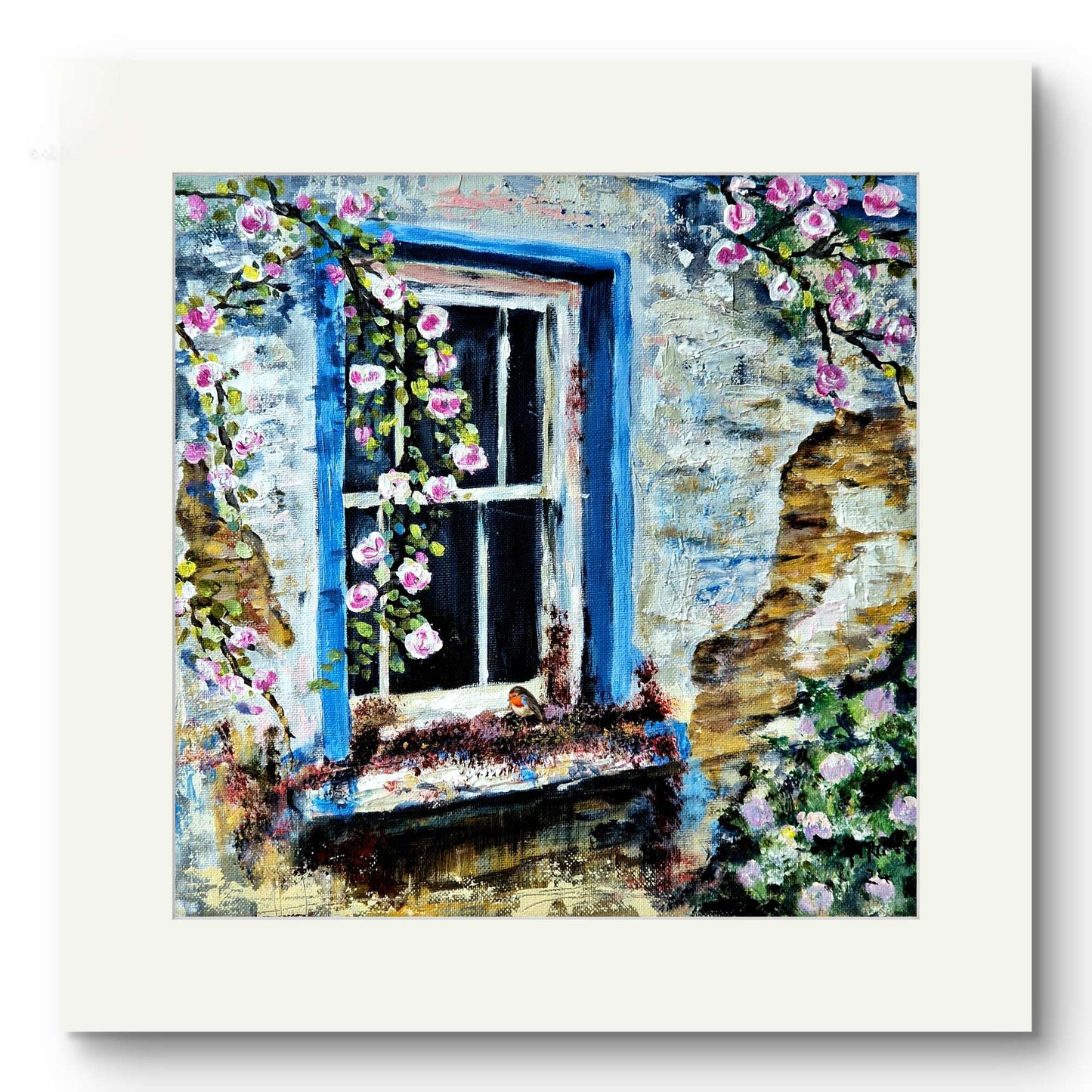 Wildlife and floral collection of Small Framed prints. 7" x7" white wooden frames. Comes with a mini easel for display purposes.