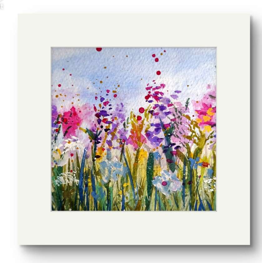 Wildlife and floral collection of Small Framed prints. 7" x7" white wooden frames. Comes with a mini easel for display purposes.