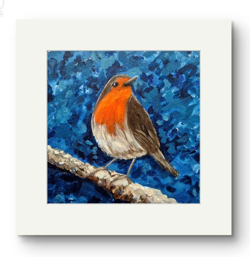 Wildlife and floral collection of Small Framed prints. 7" x7" white wooden frames. Comes with a mini easel for display purposes.