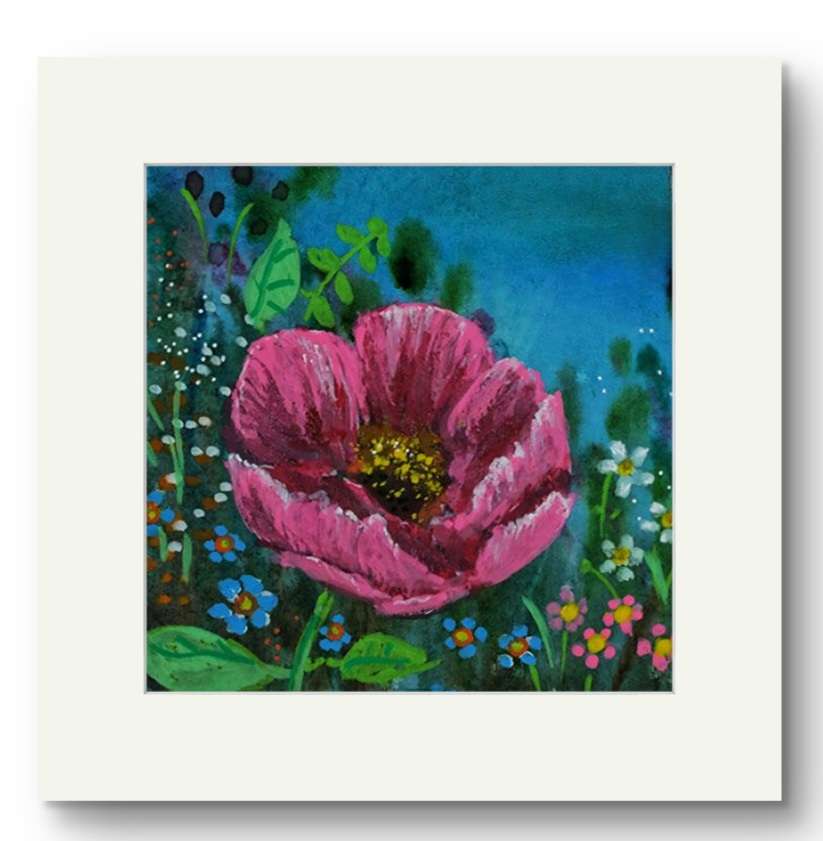 Wildlife and floral collection of Small Framed prints. 7" x7" white wooden frames. Comes with a mini easel for display purposes.