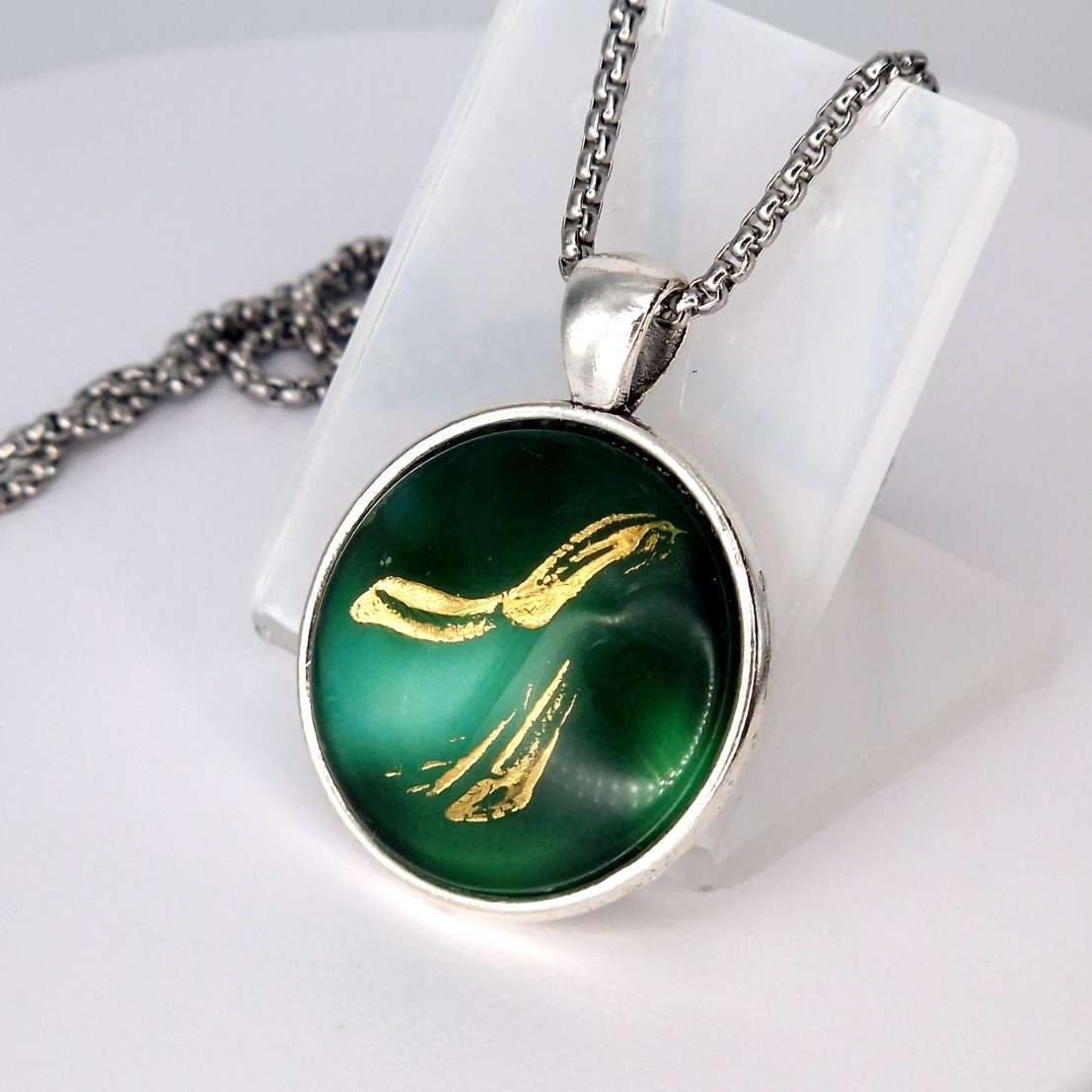 Green and Gold Art pendant.