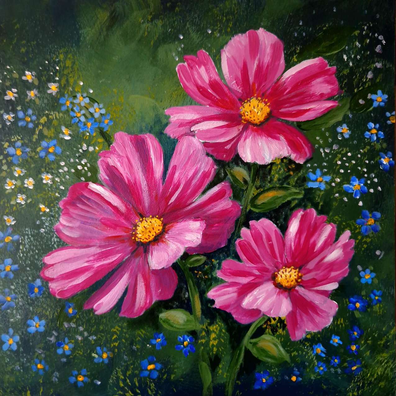 Pink Cosmo Time, Original Acrylic Painting