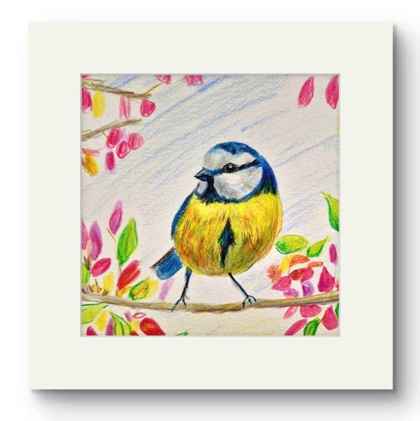 Wildlife and floral collection of Small Framed prints. 7" x7" white wooden frames. Comes with a mini easel for display purposes.