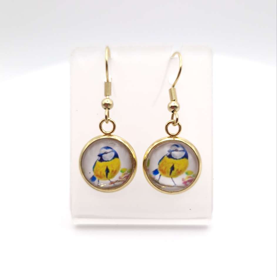 Blue tit Art Earrings