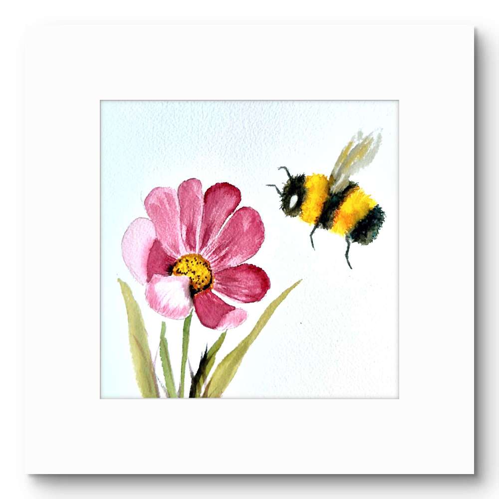 Wildlife and floral collection of Small Framed prints. 7" x7" white wooden frames. Comes with a mini easel for display purposes.