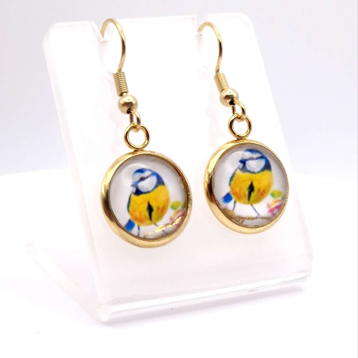 Blue tit Art Earrings