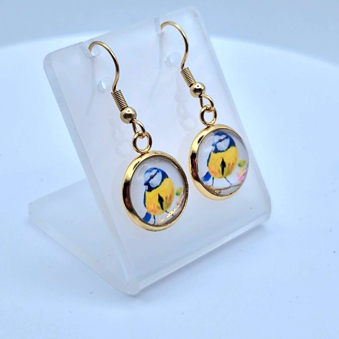 Blue tit Art Earrings