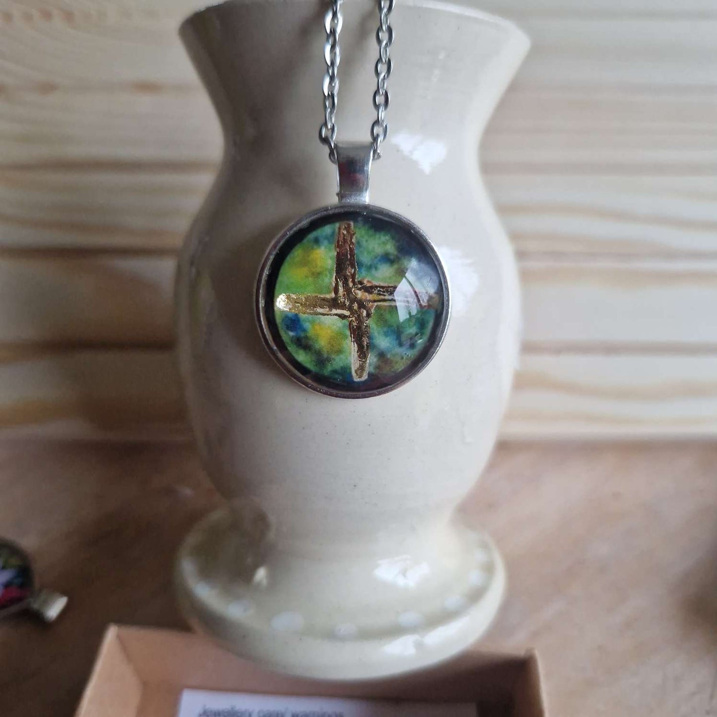 Irish celtic Brigid cross pendant, Handmade Art Jewellery, necklace