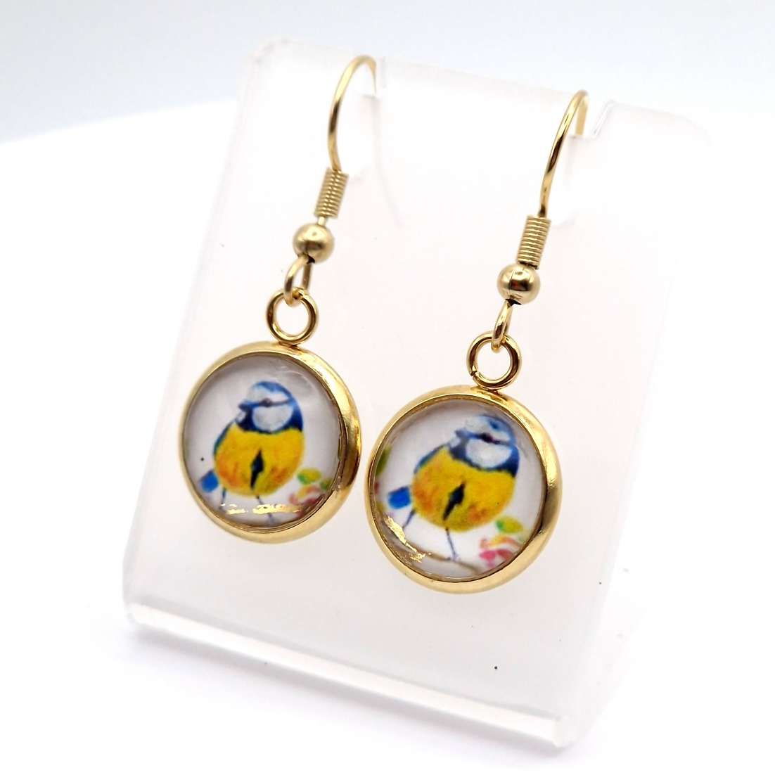 Blue tit Art Earrings