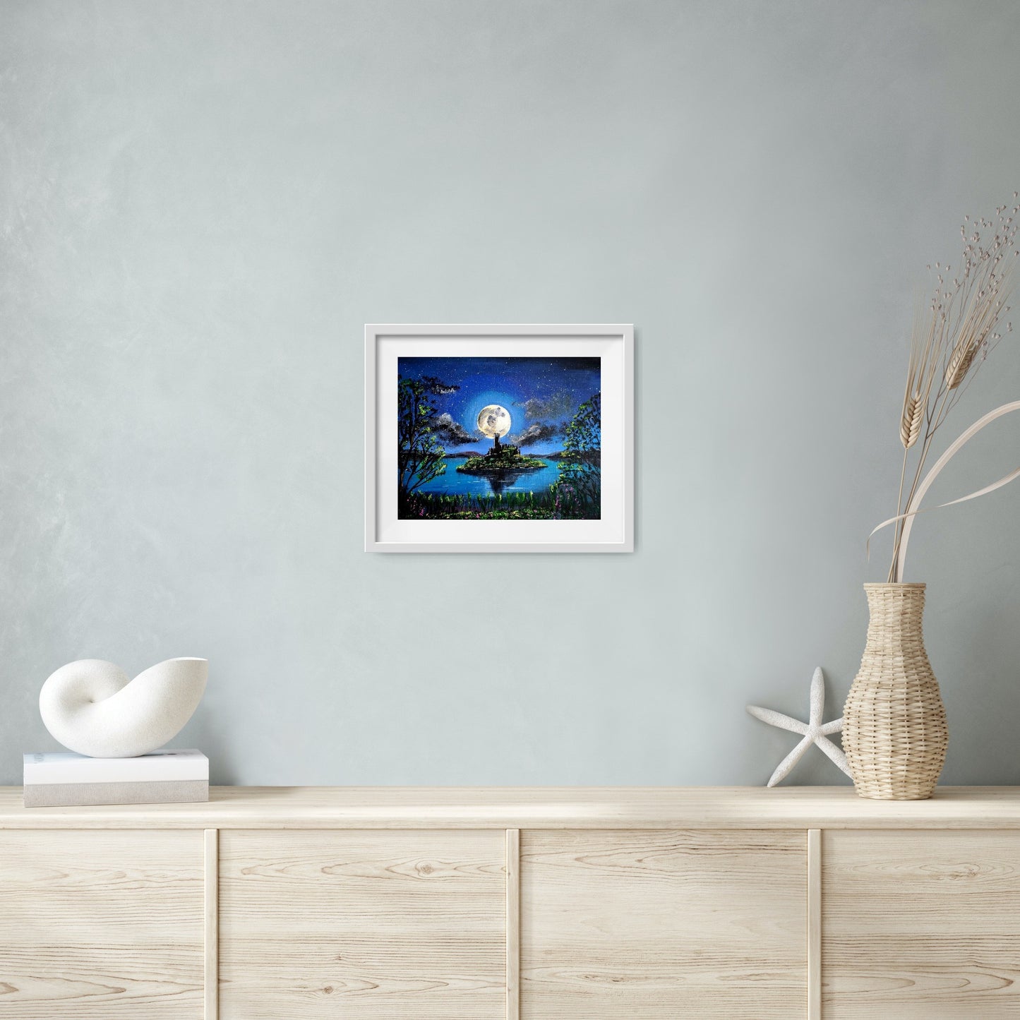 " Full moon over lough key" Mcdermotts Castle. Limited edition signed print.