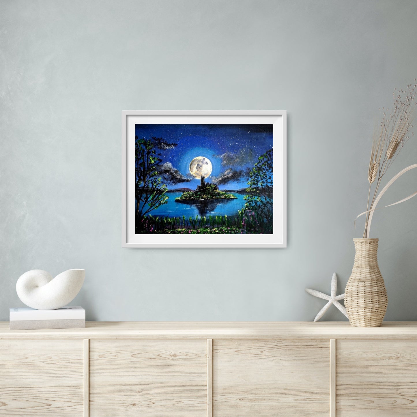 " Full moon over lough key" Mcdermotts Castle. Limited edition signed print.