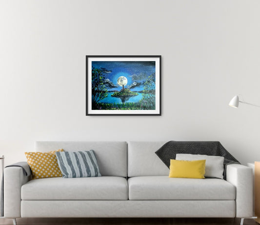 " Full moon over lough key" Mcdermotts Castle. Limited edition signed print.