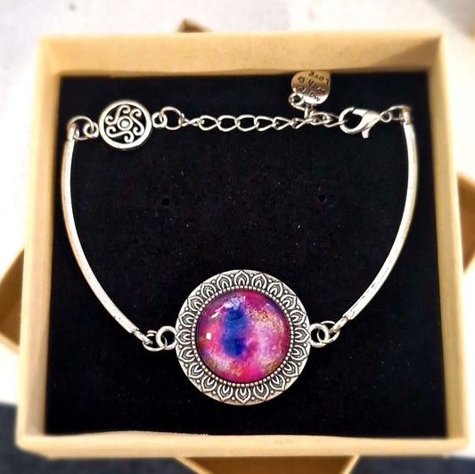 Purple moon art jewellery and glass bracelet