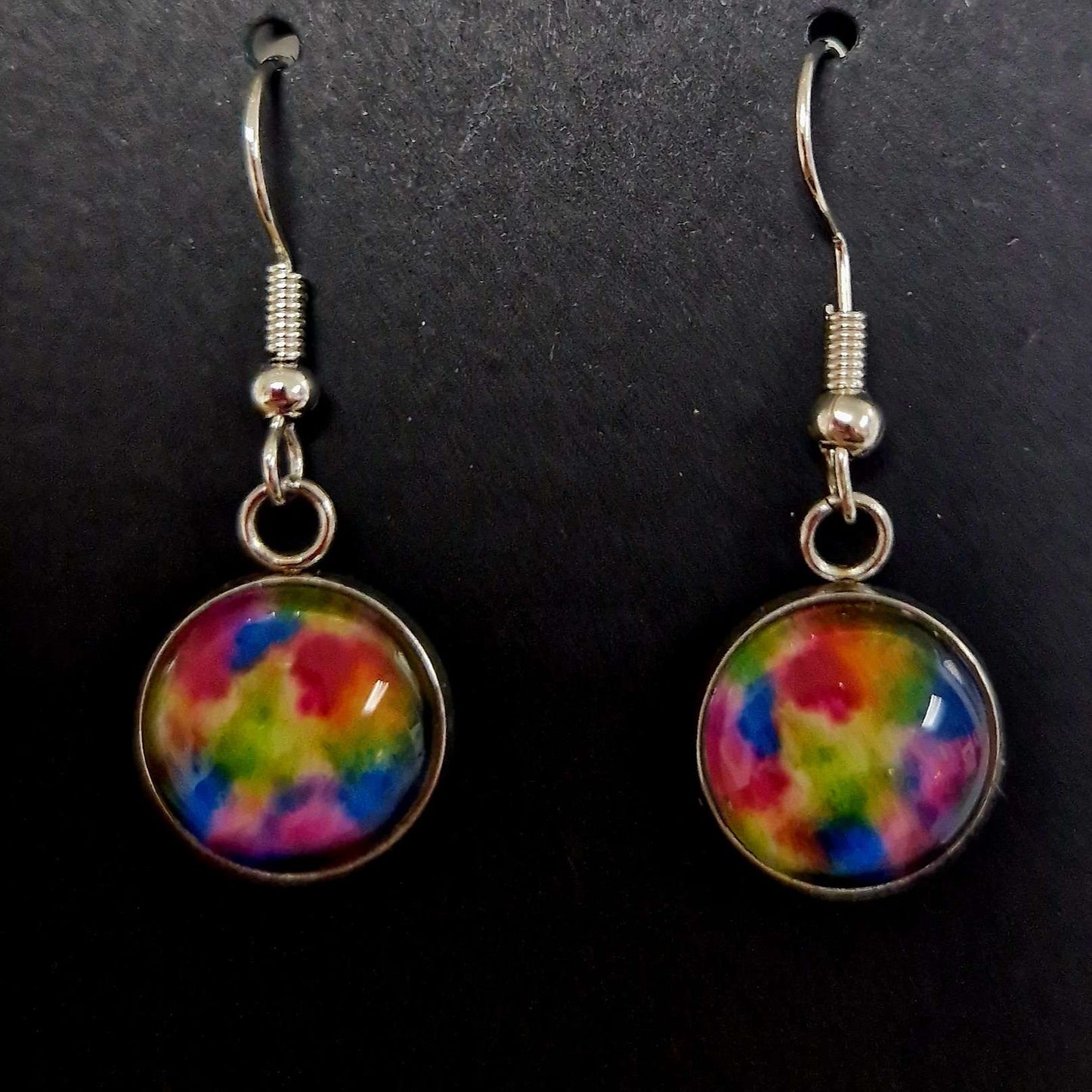 Fine art rainbow moon drop Earrings