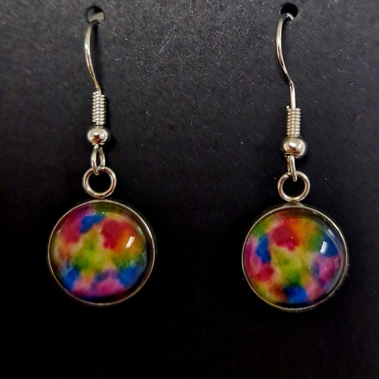 Fine art rainbow moon drop Earrings