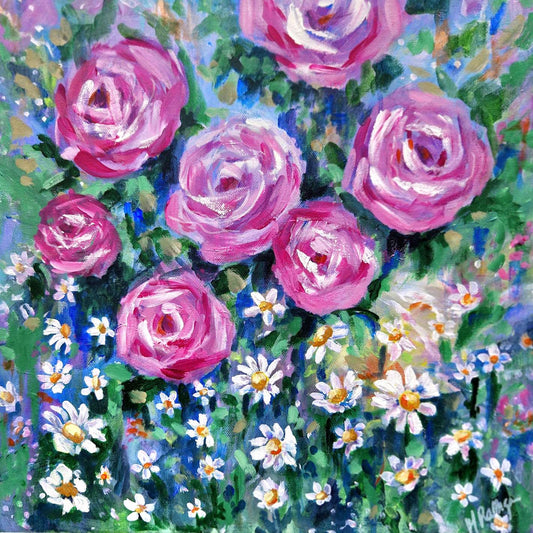 Symphony of Roses , original floral paintings by Margaret rattigan