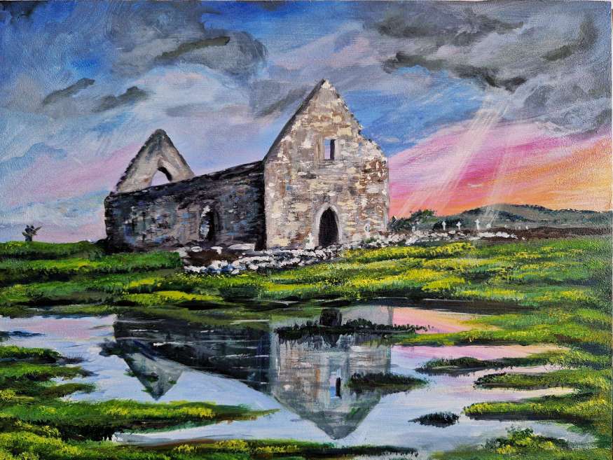 Fenagh Abbey Original Painting by Margaret Rattigan - 16x12 Framed Irish Art