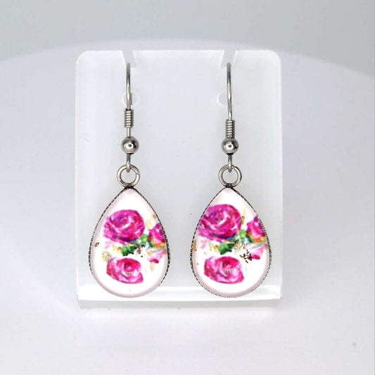 vintage rose Art Earrings