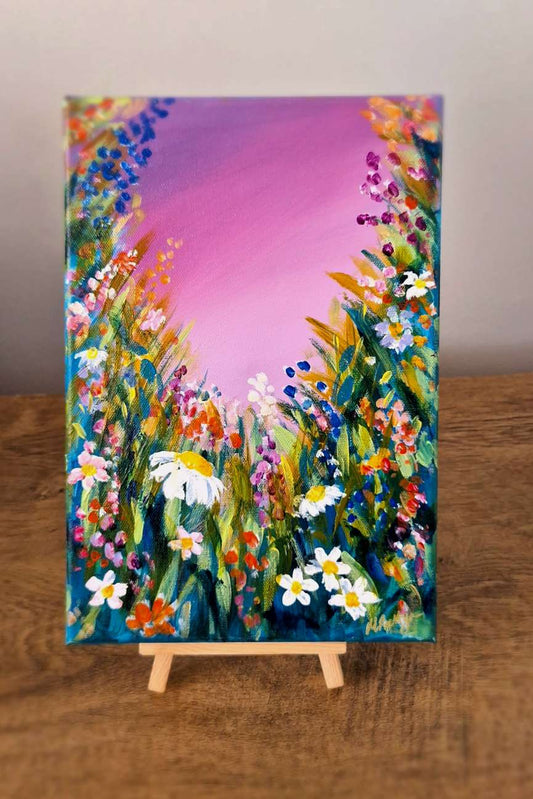 Abstract floral on pink
