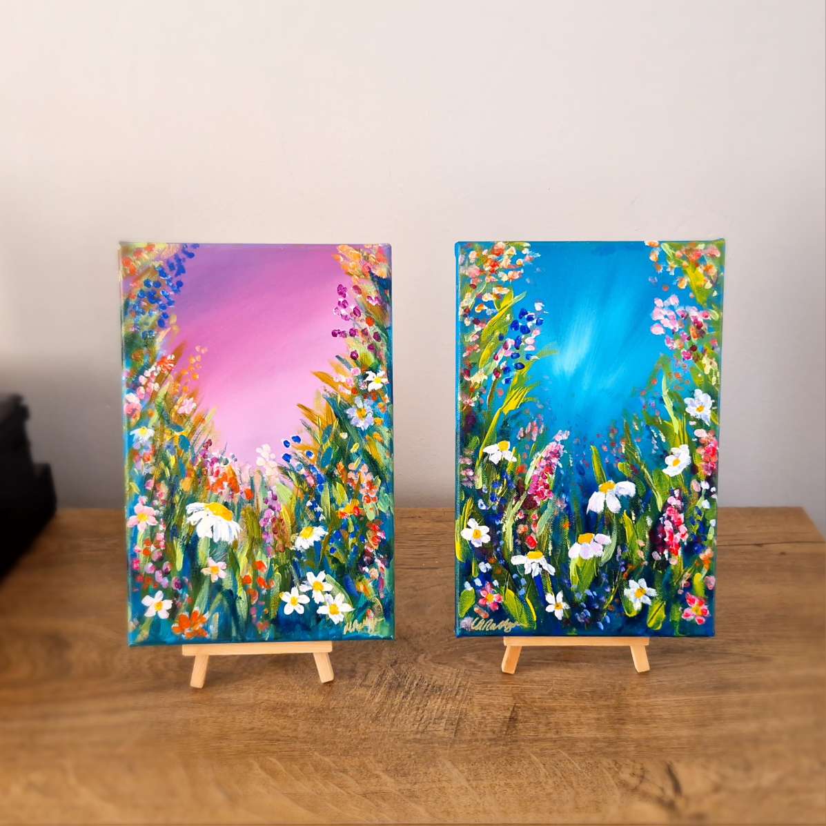Abstract floral on blue