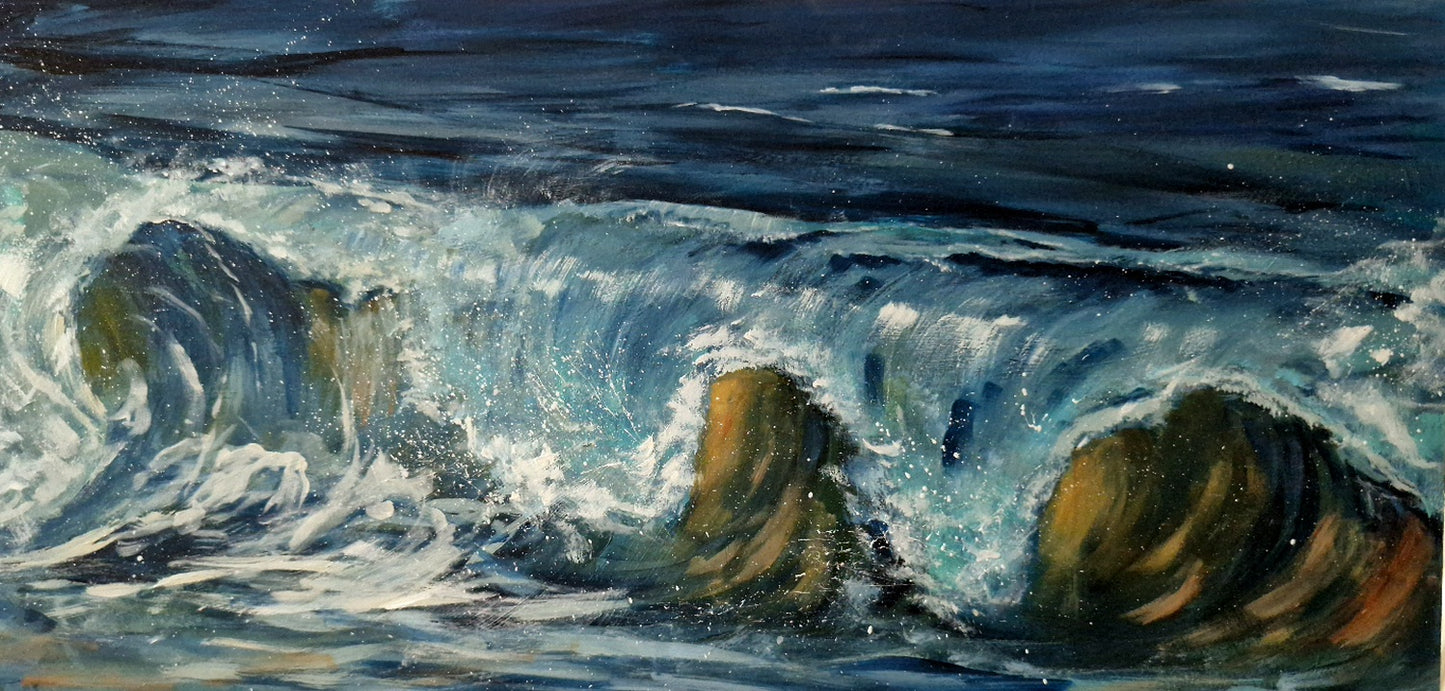 Wild Atlantic Wave|Acrylic on board| Margaret Rattigan| framed