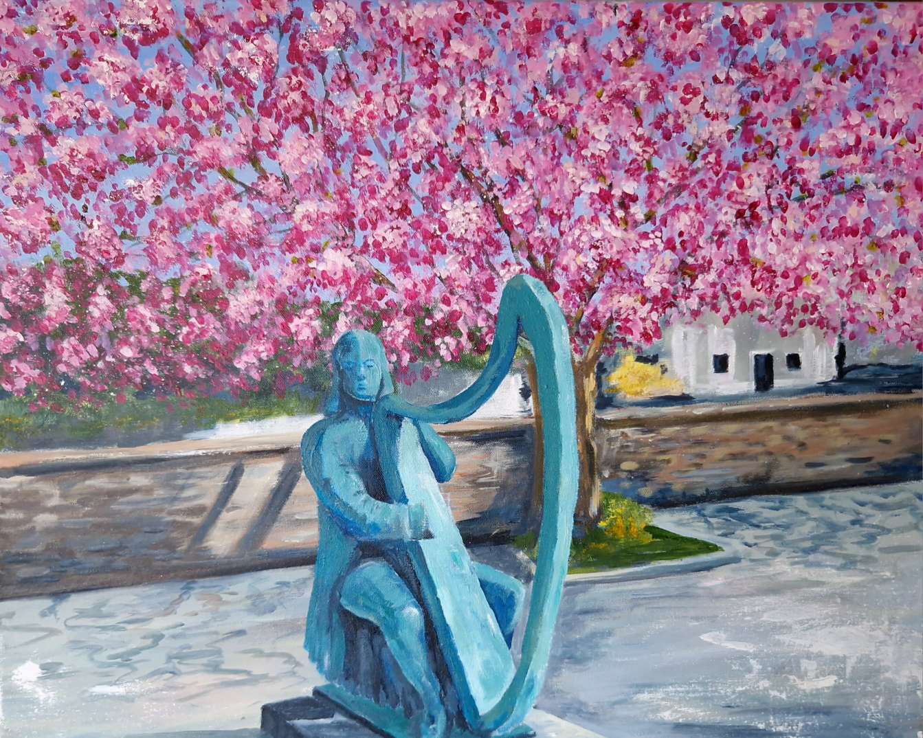 O'Carolan Statue Mohill Original Painting by Margaret Rattigan| Framed