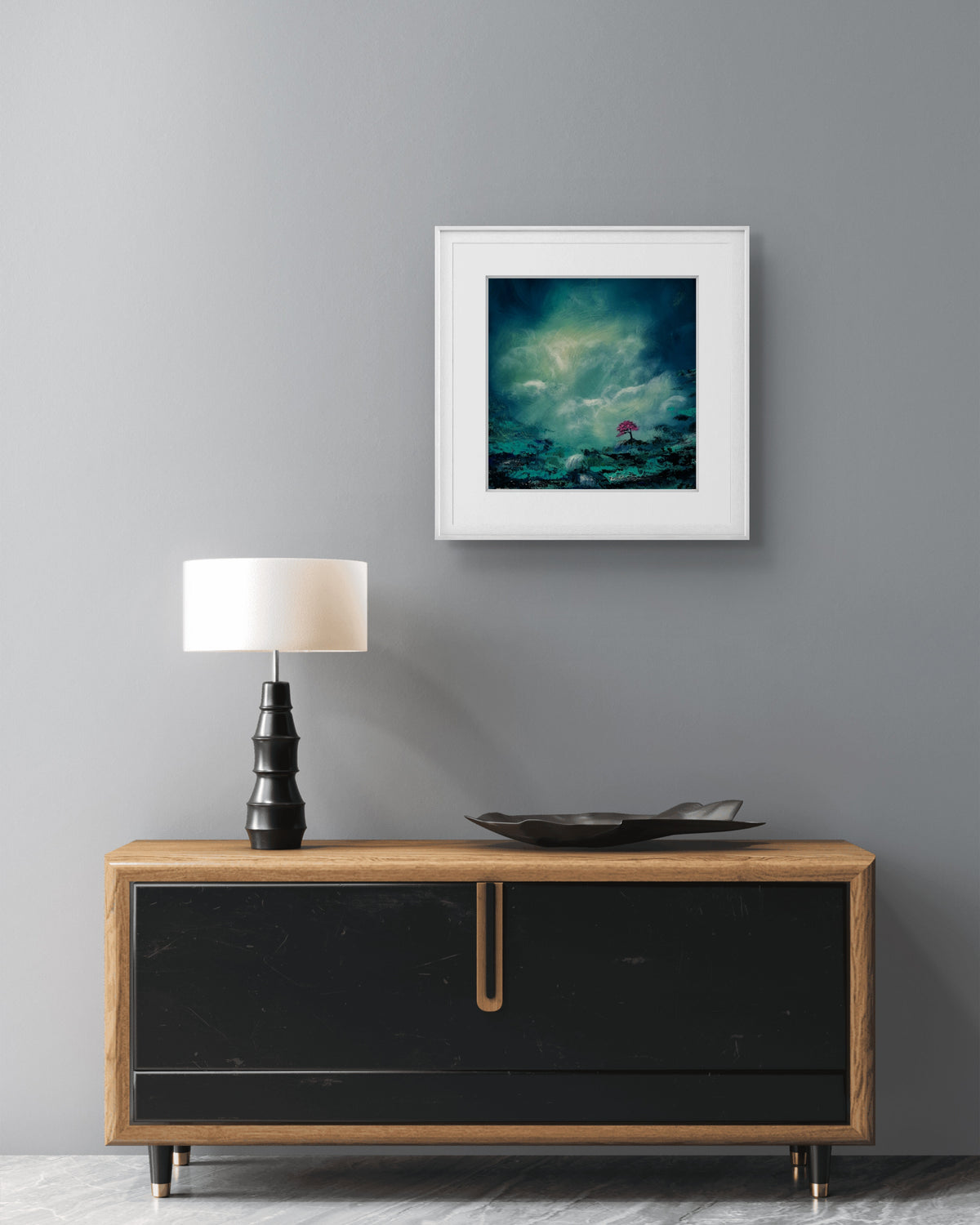 Fleeting moment, limited edition print  featuring a cherry blossom tree against a moody  background