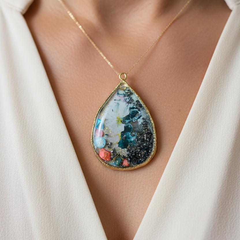 Artist Palette collection. Unique handmade one off pendants.