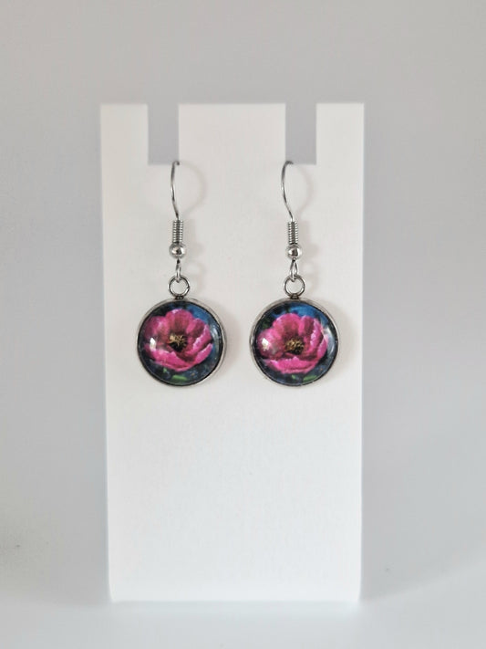 Wild Rose Art Drop Earrings