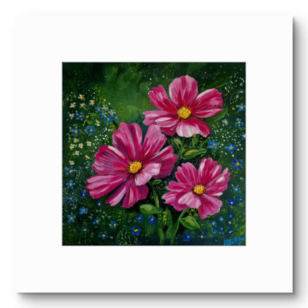 Wildlife and floral collection of Small Framed prints. 7" x7" white wooden frames. Comes with a mini easel for display purposes.