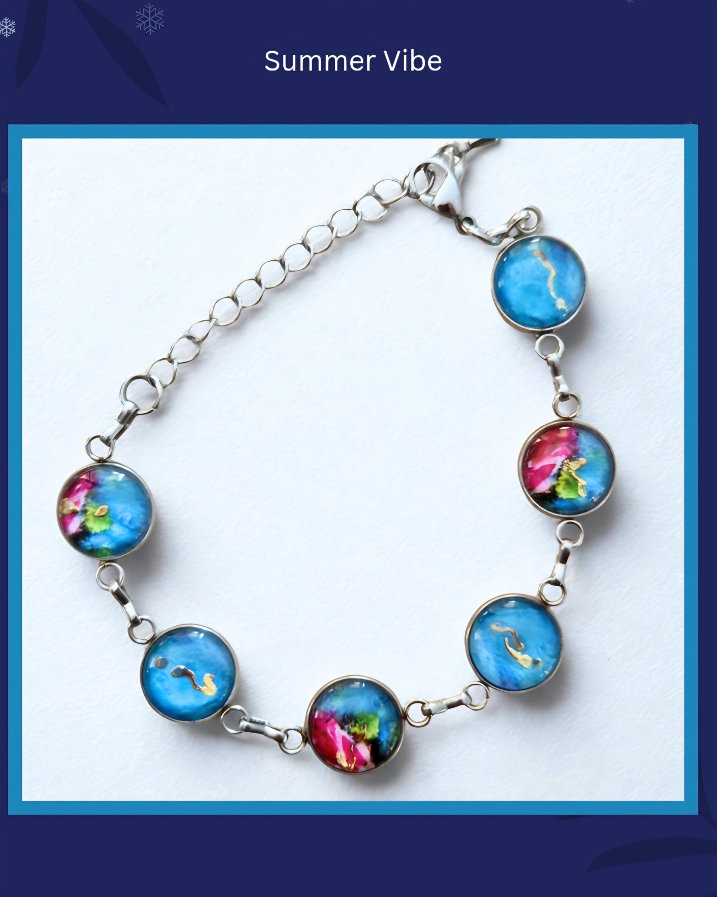 Handmade Art Glass Bracelet with Gold Leaf - Original Design, Irish Artist.