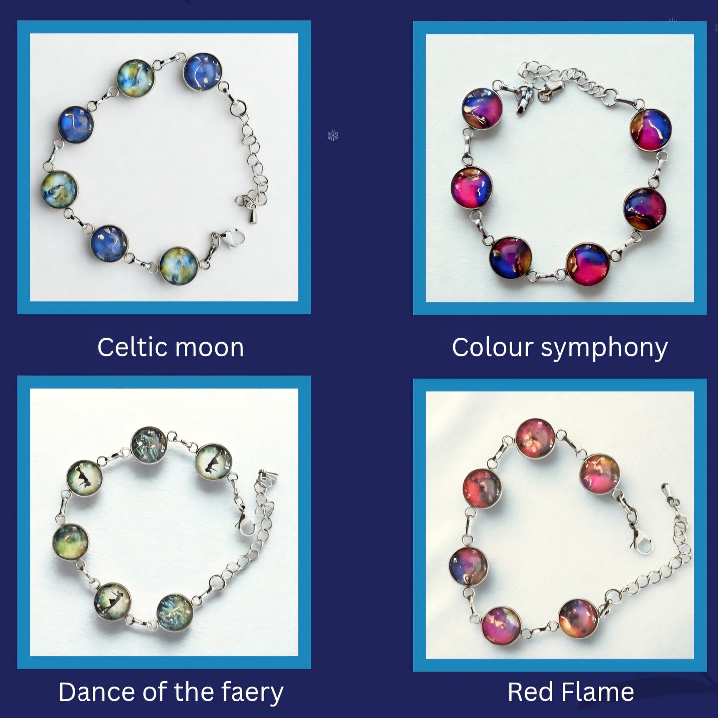 Handmade Art Glass Bracelet with Gold Leaf - Original Design, Irish Artist.