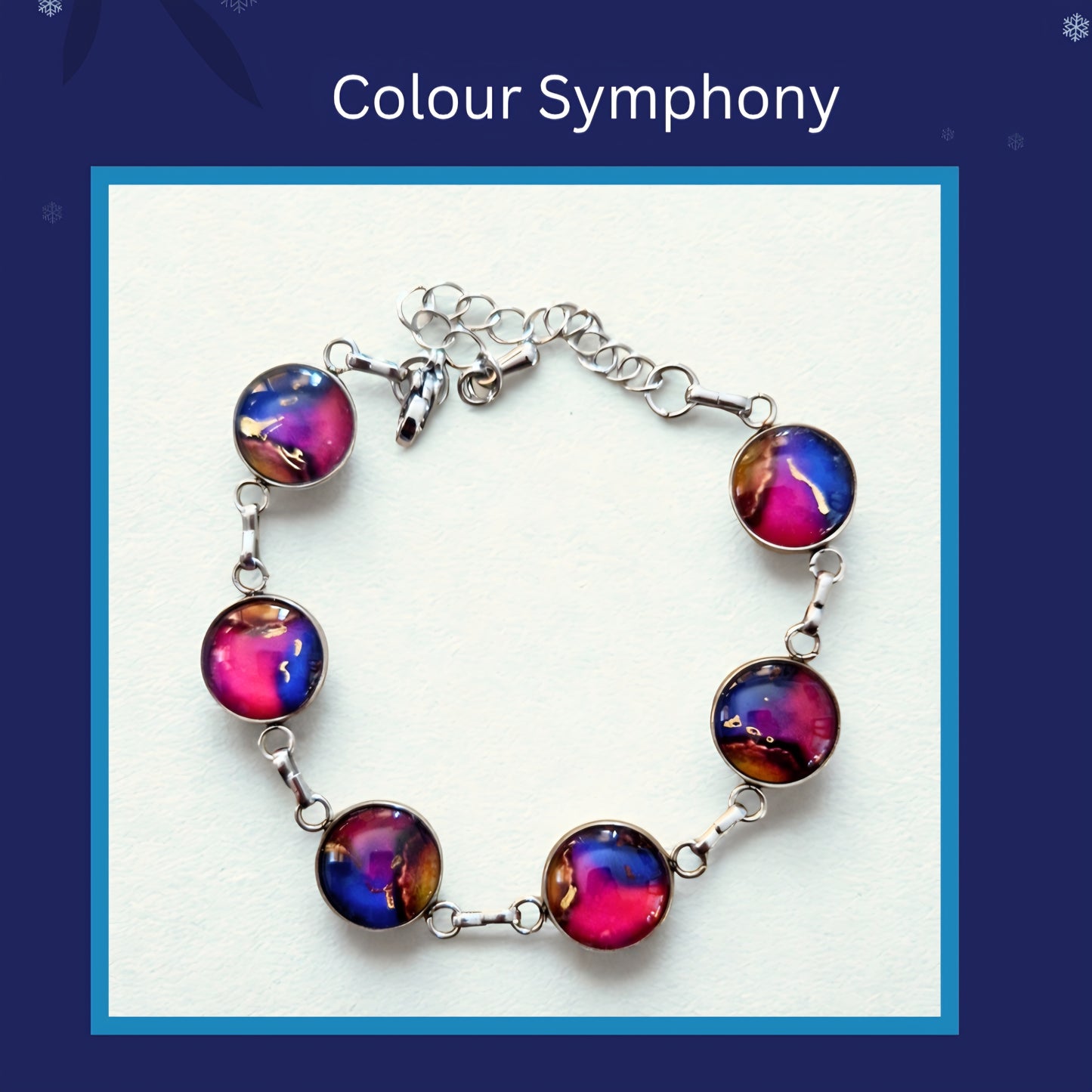 Handmade Art Glass Bracelet with Gold Leaf - Original Design, Irish Artist.