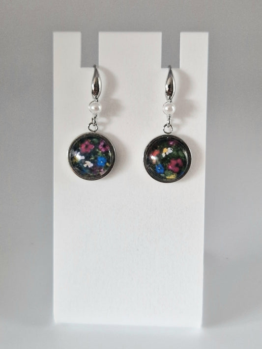 Irish Wildflower Art Earrings pearl feature